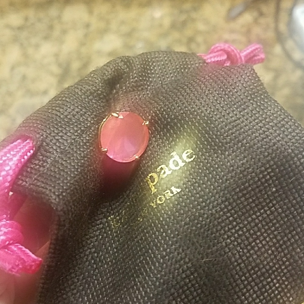 Kate Spade pink studs with gold - Picture 2 of 3